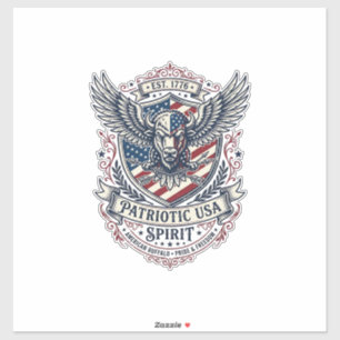 Patriotic Bison Eagle Crest Animal Hybrid Patrioti