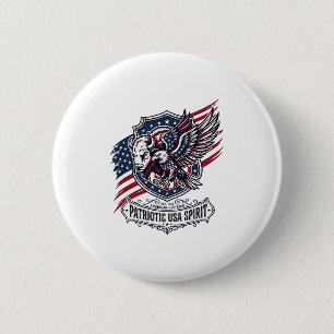 Patriotic Bison Eagle Crest Animal Hybrid Patrioti 6 Cm Round Badge
