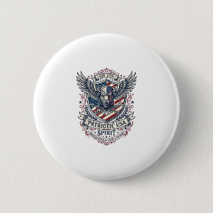 Patriotic Bison Eagle Crest Animal Hybrid Patrioti 6 Cm Round Badge