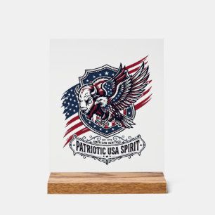 Patriotic Bison Eagle Crest Animal Hybrid Patrioti Acrylic Sign