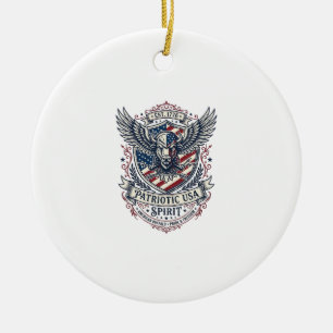 Patriotic Bison Eagle Crest Animal Hybrid Patrioti Ceramic Ornament