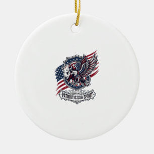 Patriotic Bison Eagle Crest Animal Hybrid Patrioti Ceramic Ornament