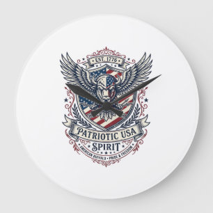 Patriotic Bison Eagle Crest Animal Hybrid Patrioti Large Clock