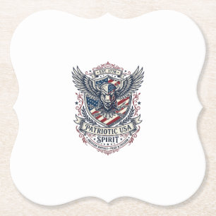 Patriotic Bison Eagle Crest Animal Hybrid Patrioti Paper Coaster