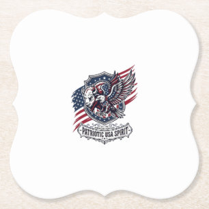 Patriotic Bison Eagle Crest Animal Hybrid Patrioti Paper Coaster