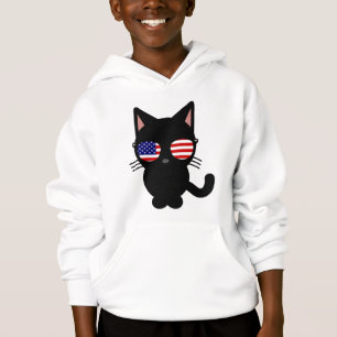 Patriotic Black Cat Funny Kids Boys T-Shirts