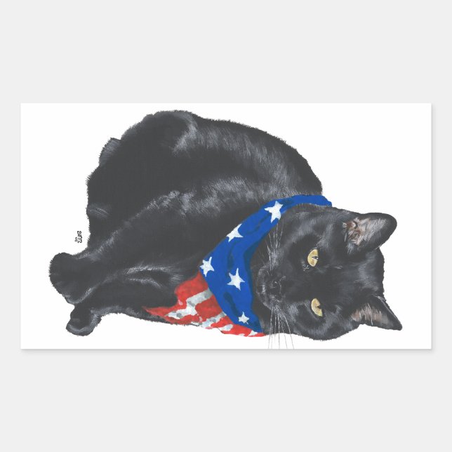 Patriotic Black Cat Stickers (Front)
