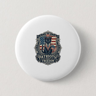 Patriotic Black Cat Vector Graphic Tee (2)_1 6 Cm Round Badge