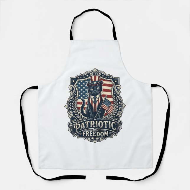 Patriotic Black Cat Vector Graphic Tee (2)_1 Apron (Front)