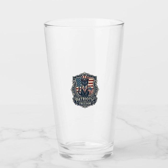 Patriotic Black Cat Vector Graphic Tee (2)_1 Glass (Front)