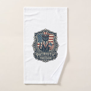 Patriotic Black Cat Vector Graphic Tee (2)_1 Hand Towel