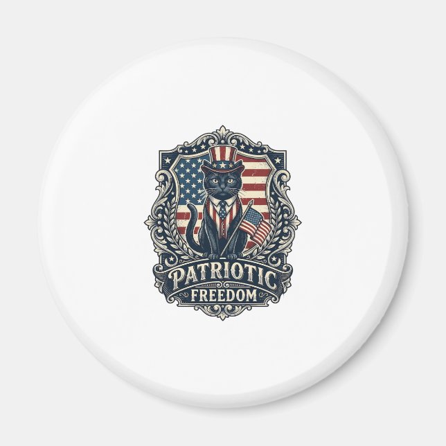 Patriotic Black Cat Vector Graphic Tee (2)_1 Magnet (Front)