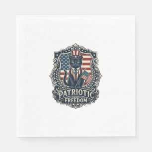 Patriotic Black Cat Vector Graphic Tee (2)_1 Napkin