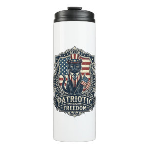 Patriotic Black Cat Vector Graphic Tee (2)_1 Thermal Tumbler