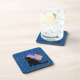 Patriotic Black Lab American Flag Coaster
