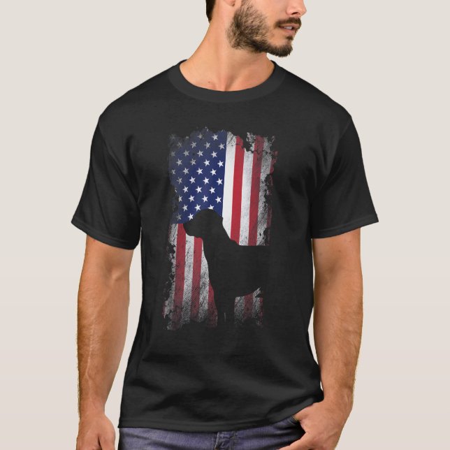 Patriotic Black Lab American Flag Cool Dog T-Shirt (Front)