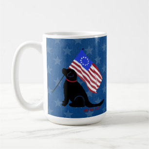 Patriotic Black Lab Dog American Flag Coffee Mug
