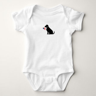 Patriotic Black Lab Dog Silhouette American Flag  Baby Bodysuit