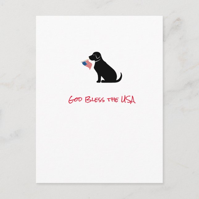 Patriotic Black Lab Dog Silhouette American Flag Postcard (Front)