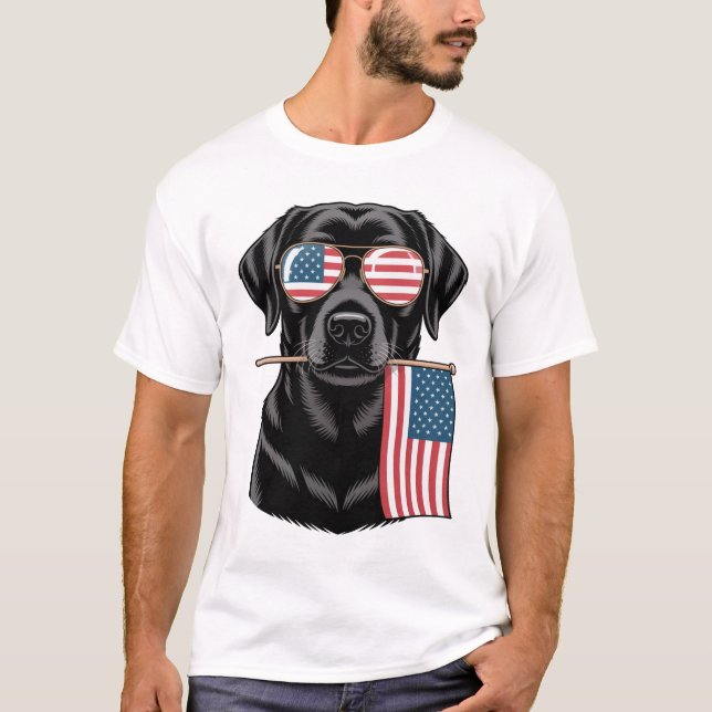 Patriotic Black Lab T-Shirt (Front)