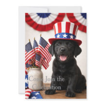 Patriotic Black Labrador Puppy Invitation |