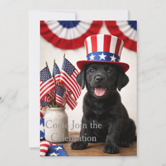 Patriotic Black Labrador Puppy Invitation |