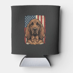 Patriotic Bloodhound Dog American Flag Art_1 Can Cooler