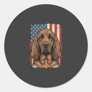 Patriotic Bloodhound Dog American Flag Art_1 Classic Round Sticker