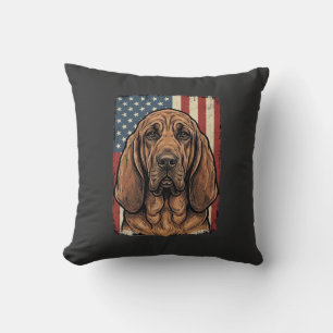 Patriotic Bloodhound Dog American Flag Art_1 Cushion