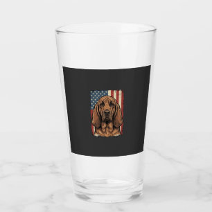 Patriotic Bloodhound Dog American Flag Art_1 Glass