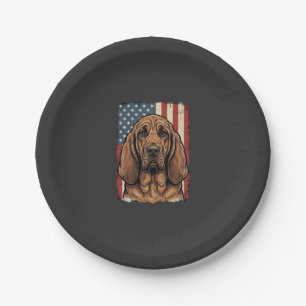 Patriotic Bloodhound Dog American Flag Art_1 Paper Plate