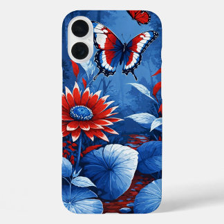 Patriotic Bloom and Butterfly Dreamscape iPhone 16 Plus Case