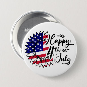 Patriotic Bloom – Happy 4th of July 7.5 Cm Round Badge