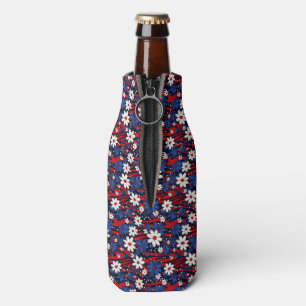 Patriotic Bloom – Stars, Stripes & Floral Elegance Bottle Cooler
