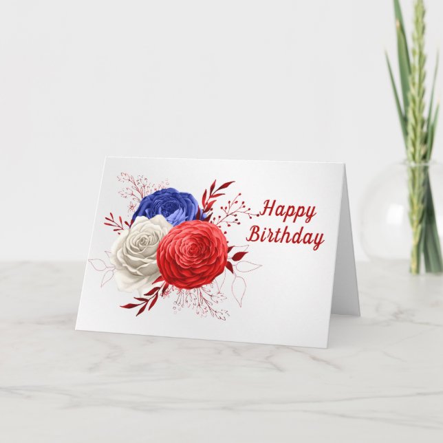 Patriotic Bloom Trio Birthday Card (Front)