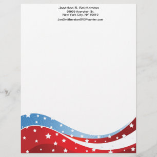 Patriotic Blue Bottom Centred Personalized Letterhead