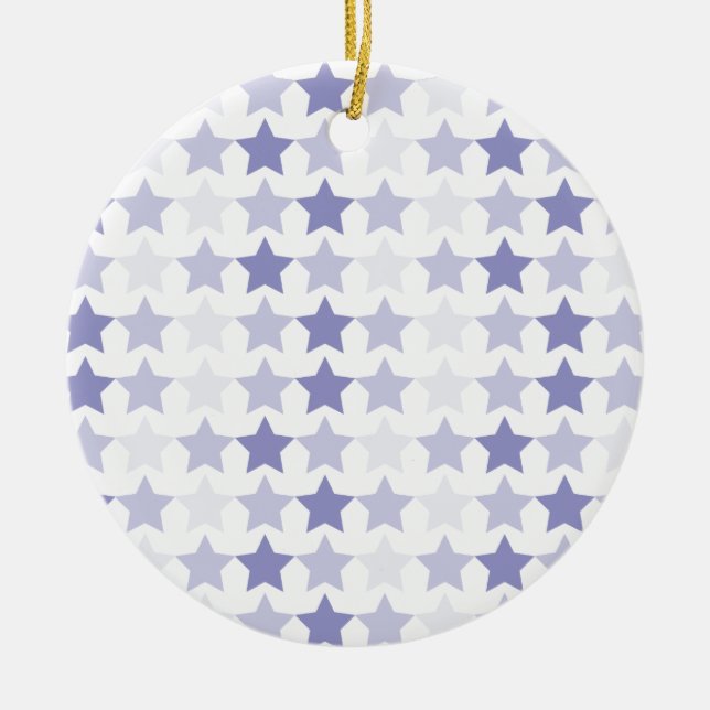 Patriotic Blue Ombre Stars Ceramic Ornament (Front)