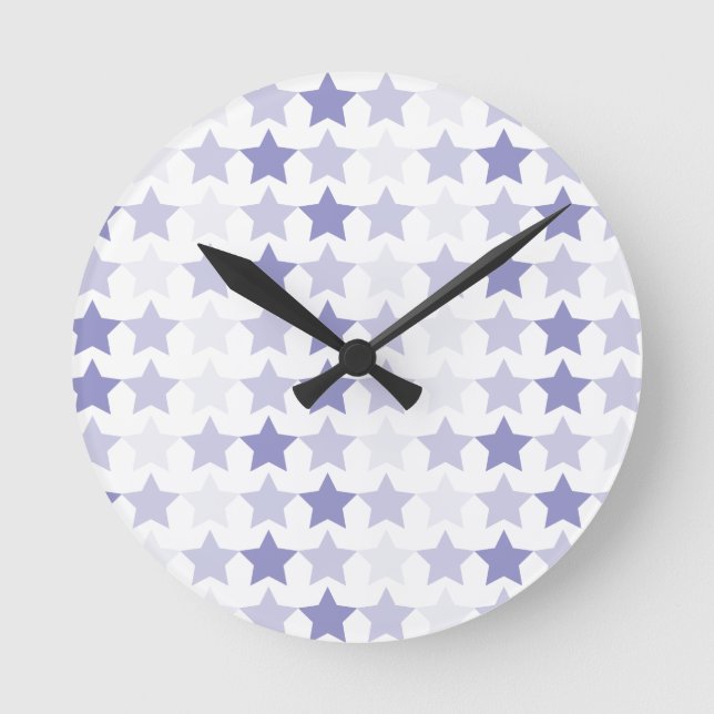 Patriotic Blue Ombre Stars Round Clock (Front)