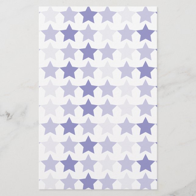 Patriotic Blue Ombre Stars Stationery (Front)