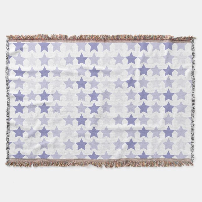 Patriotic Blue Ombre Stars Throw Blanket (Front)