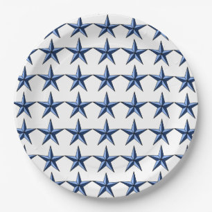 Patriotic Blue Stars on White Field Paper Plate