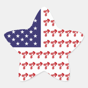 Patriotic BMX Biker American Flag Star Sticker