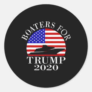 Patriotic Boaters For Trump Us Flag For Women Men Classic Round Sticker