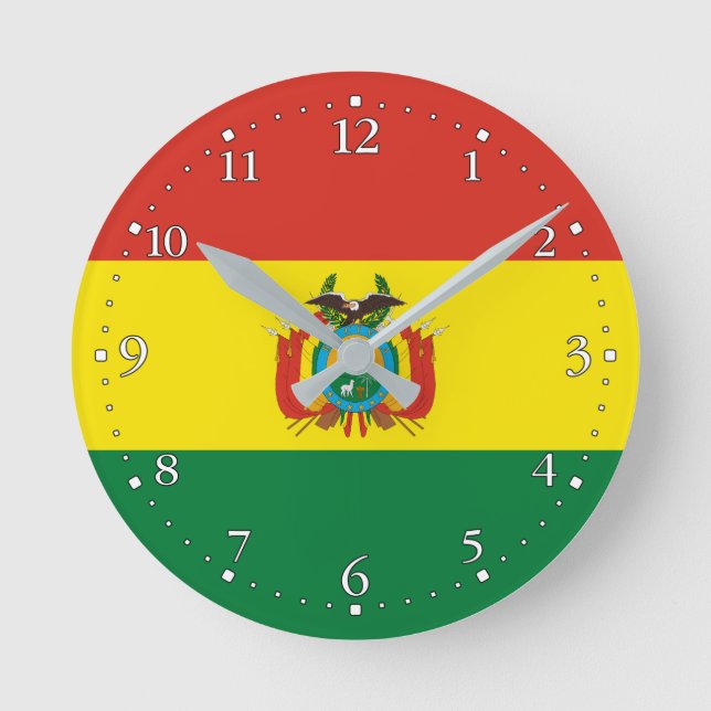 Patriotic Bolivia Flag Round Clock (Front)