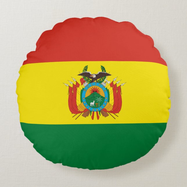 Patriotic Bolivia Flag Round Cushion (Front)