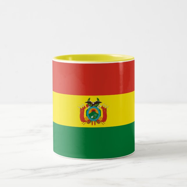 Patriotic Bolivia Flag Two-Tone Coffee Mug (Center)