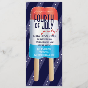 Patriotic Bombpop Red White Blue 4th of July Party Invitation