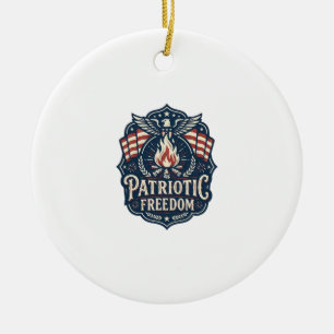 Patriotic Bonfire Night Vector Graphic Tee_1 Ceramic Ornament