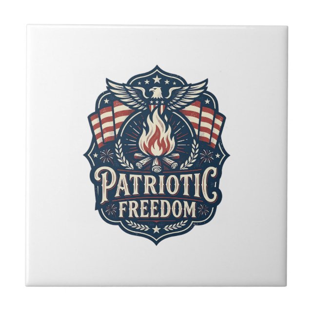 Patriotic Bonfire Night Vector Graphic Tee_1 Ceramic Tile (Front)