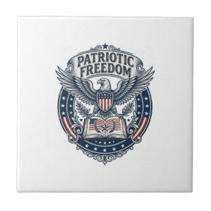 Patriotic Book Club Vector Graphic Tee (2) Ceramic Tile